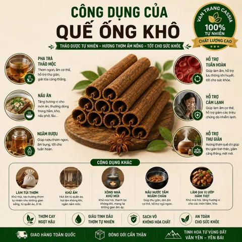 [Loại Mỏng] 1kg Quế Ống Khô Yên Bái Thơm Cay Chất Lượng - Nấu Phở, Thắng Cố, Sốt Vang, Pha Trà