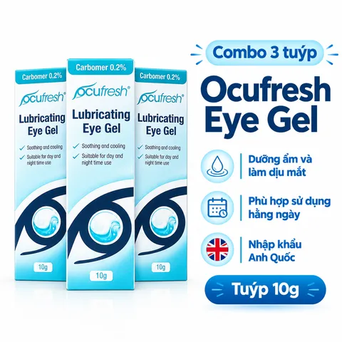 Combo 3 Tuýp Ocufresh Eye Gel Hỗ Trợ Dưỡng Ẩm Mắt, Sử Dụng Hằng Ngày Tuýp 10g