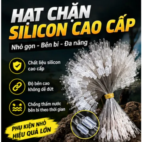 Hạt chặn silicon câu cá set 100 hạt chặn phao chặn chì chất liệu cao su dẻo dùng làm trục câu đài chuyên dụng độ bền cao