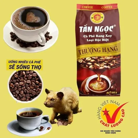 Cà phê Tấn Ngọc thượng hạng moka ban mê thuột Gu mạnh vị đậm (500gr) rang xay pha phin siêu ngon
