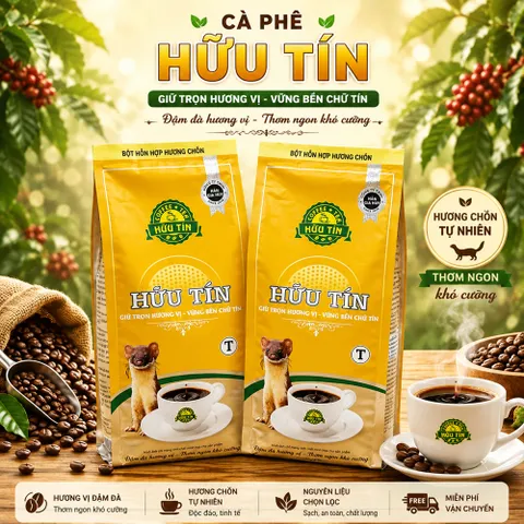 Cà Phê Hữu Tín Gói Vàng 500g - Rang Xay Nguyên Chất, Pha Phin Chuẩn Gu Việt