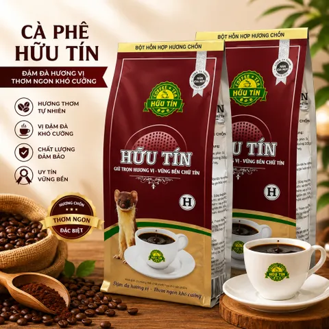 Cà Phê Hữu Tín Nâu Hương Chồn 500g - Rang Xay Nguyên Chất, Đậm Đà, Pha Phin Chuẩn Gu