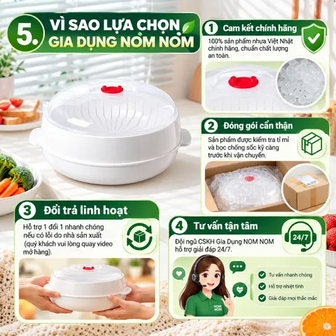 Bộ Khay Hấp Lò Vi Sóng An Toàn Việt Nhật Cao Cấp - NOM NOM KITCHEN