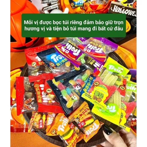 (Hoả tốc) Kẹo dẻo Halloween hãng Trolli, kẹo trái cây chip chip túi bí ngô 237g