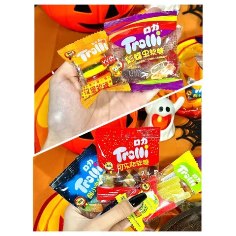 (Hoả tốc) Kẹo dẻo Halloween hãng Trolli, kẹo trái cây chip chip túi bí ngô 237g