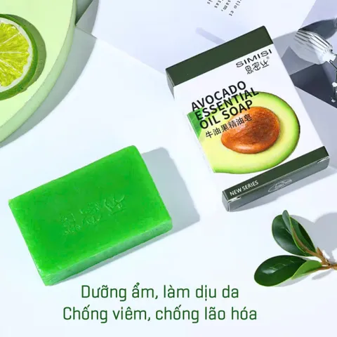 Xà bông tinh dầu quả bơ dưỡng ẩm, chống viêm, chống lão hóa, không khô da SIMISI hộp 90g