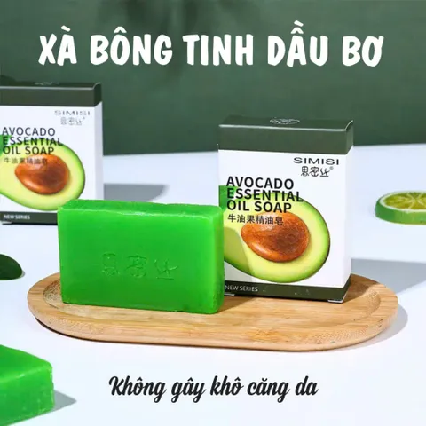 Xà bông tinh dầu quả bơ dưỡng ẩm, chống viêm, chống lão hóa, không khô da SIMISI hộp 90g