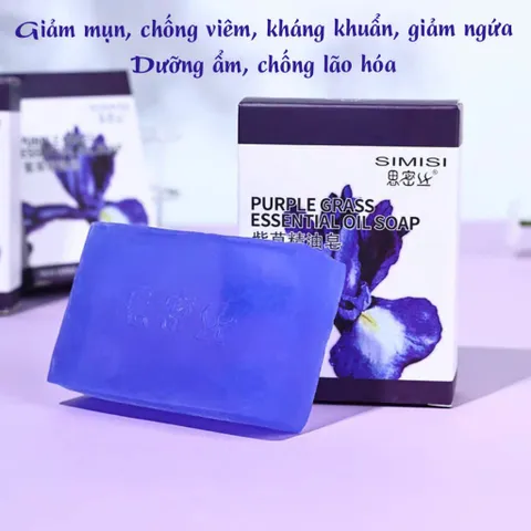 Xà bông tắm tinh dầu tử hoa địa đinh giảm mụn, chống viêm, kháng khuẩn, không khô da SIMISI hộp 90g