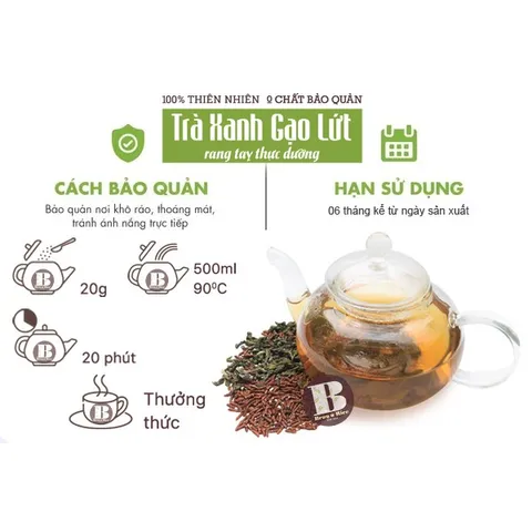 Trà Xanh Gạo Lứt Rang Brown Rice 500gr