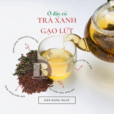 Trà Xanh Gạo Lứt Rang Brown Rice 500gr