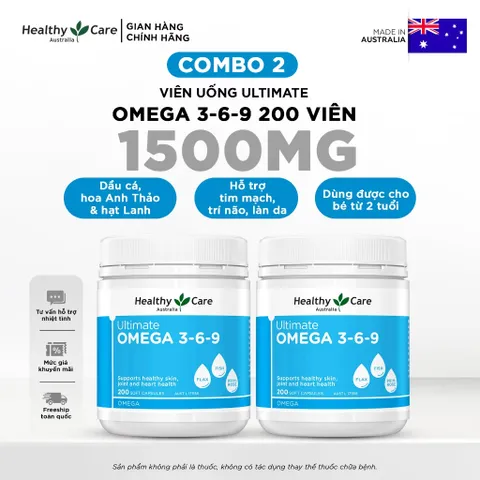 [ Nhập khẩu] ￼Viên Uống Hỗ Trợ Tim Mạch, Huyết Áp Healthy Care Omega 3 6 9 Ultimate 200 Viên