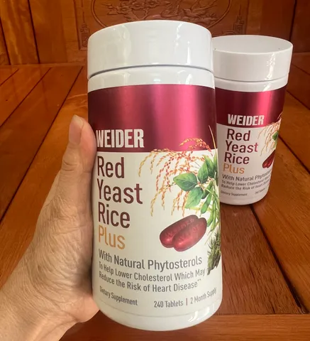 Viên Uống GIẢM Mỡ, Giảm NGUY CƠ TIM MẠCH WEIDER RED YEAST RICE PLUS 1200mg - 240 viên Hàng Xách Tay Của Mỹ