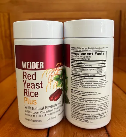 Viên Uống GIẢM Mỡ, Giảm NGUY CƠ TIM MẠCH WEIDER RED YEAST RICE PLUS 1200mg - 240 viên Hàng Xách Tay Của Mỹ
