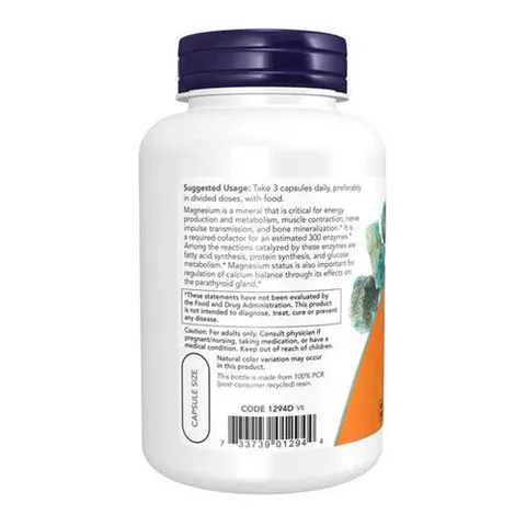 Magnesium Citrate Now Foods - Hỗ trợ giảm đường huyết cao cải thiện chất lượng giấc ngủ giảm lo âu căng thẳng mệt mỏi sản xuất Mỹ