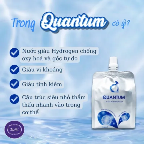 Nước Uống Hydrogen Quantum/ hỗ trợ bù nước bù khoáng/ hỗ trợ giảm trào ngược dạ dày/10 túi x 350ml dạng túi uống