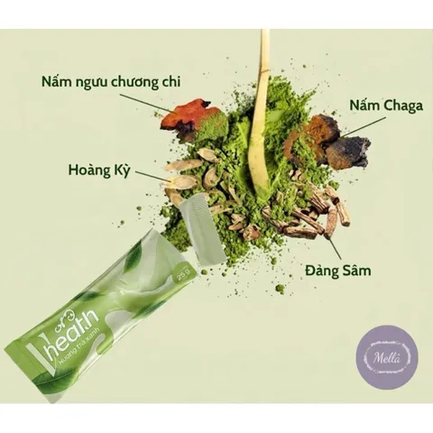 Ngũ cốc dinh dưỡng Vhealth hương trà xanh/ tăng sức đề kháng, hỗ trợ cung cấp dinh dưỡng/ 1 hộp 20 gói