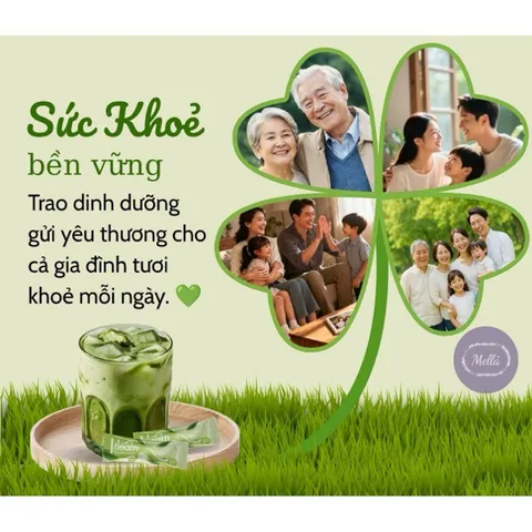 Ngũ cốc dinh dưỡng Vhealth hương trà xanh/ tăng sức đề kháng, hỗ trợ cung cấp dinh dưỡng/ 1 hộp 20 gói