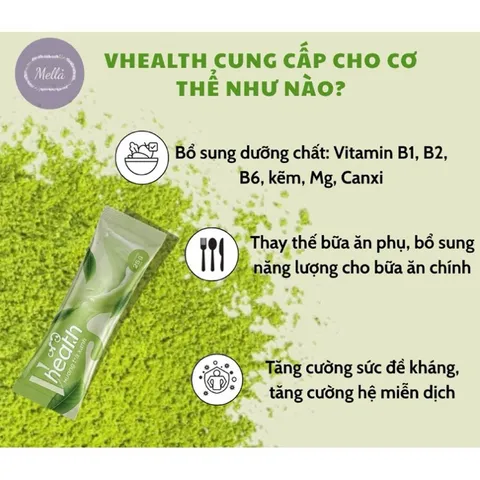 Ngũ cốc dinh dưỡng Vhealth hương trà xanh/ tăng sức đề kháng, hỗ trợ cung cấp dinh dưỡng/ 1 hộp 20 gói