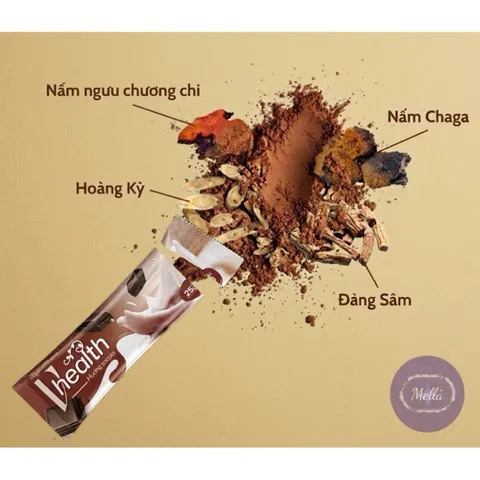 Ngũ cốc dinh dưỡng Vhealth hương socola/ hỗ trợ cung cấp dinh dưỡng cho cơ thể/ 1 hộp 20 gói