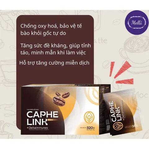 Cà phê gói Caphe Link new DeltaImmunes/ dễ uống thơm ngon/ mang lại năng lượng trong công việc