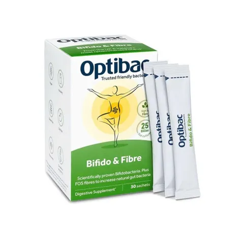 [ Nhập khẩu ]Men Vi Sinh Bifido & Fibre H/30 gói OPTIBAC Bổ sung lợi khuẩn & chất xơ FOS hỗ trợ đường ruột