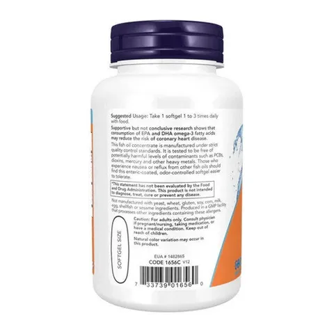 Omega 3 Fish Oil Now Food - Hỗ trợ sức khỏe não bộ và tim mạch chính hãng Mỹ