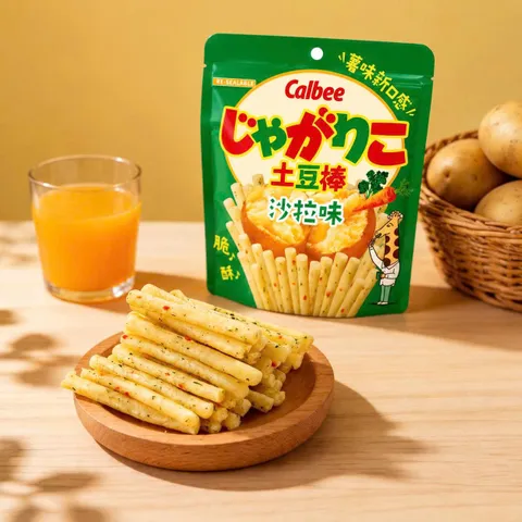 [SẢN PHẨM MỚI] Calbee Snack Khoai tây Que Jagarico vị Salad 55g - Snack Ăn vặt Nhật Bản