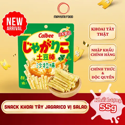 [SẢN PHẨM MỚI] Calbee Snack Khoai tây Que Jagarico vị Salad 55g - Snack Ăn vặt Nhật Bản