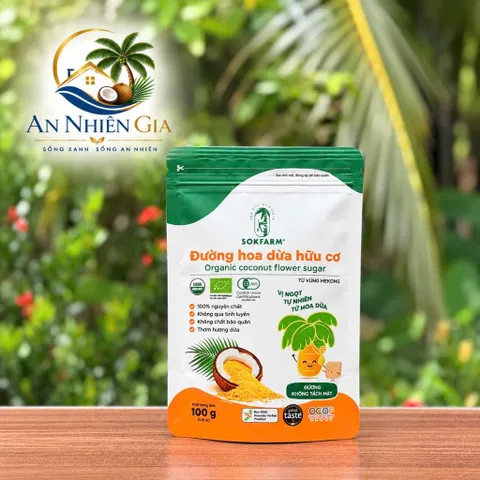 Đường hoa dừa hữu cơ Sokfarm 100g - Đường ăn dặm cho bé.