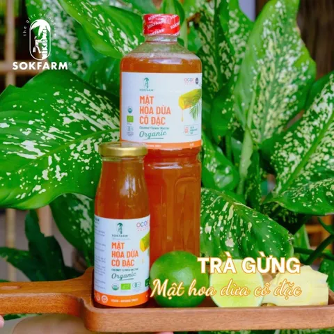 Combo 2 sản phẩm gia vị mật hoa dừa Sokfarm (Mật cô đặc 250g + Giấm 265ml).