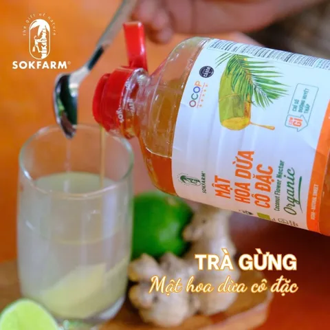 Combo 2 sản phẩm gia vị mật hoa dừa Sokfarm (Mật cô đặc 250g + Giấm 265ml).
