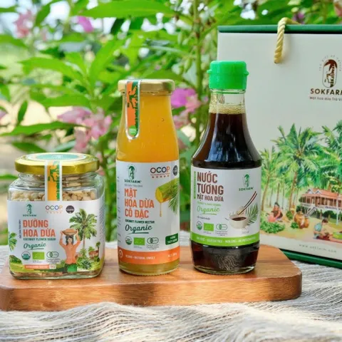 Hộp quà gia vị hữu cơ Sokfarm (Mật cô đặc 250g + Nước tương 200ml + Đường 150g).