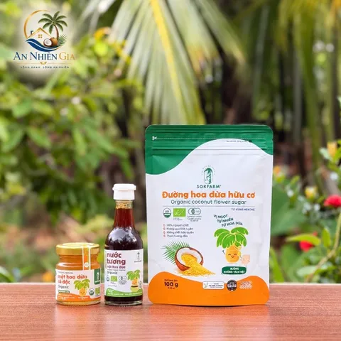 Combo 3 sản phẩm gia vị cho trẻ em từ mật hoa dừa Sokfarm