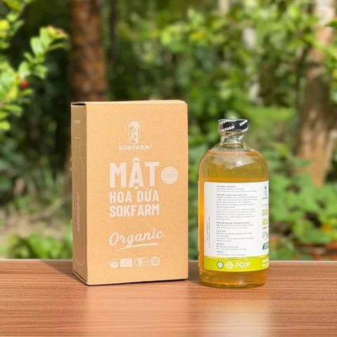 Giấm mật hoa dừa hữu cơ Sokfarm 500ml.
