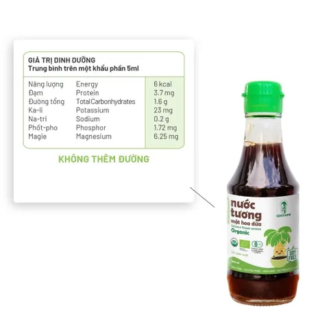 Nước tương cho bé ăn dặm từ mật hoa dừa Sokfarm 200ml