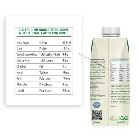 1 hộp Mật hoa dừa tươi Organic Sokfarm 330ml - UHT Single