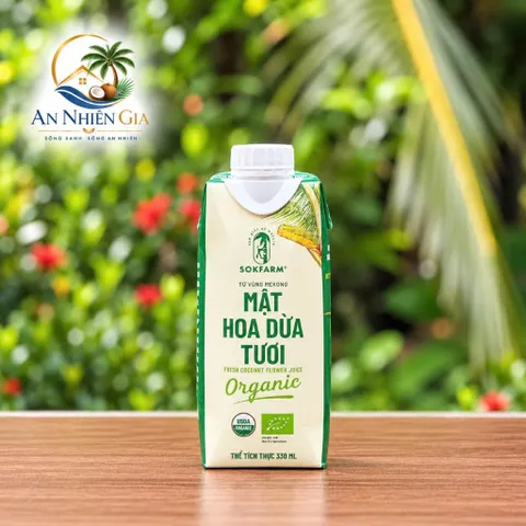 1 hộp Mật hoa dừa tươi Organic Sokfarm 330ml - UHT Single