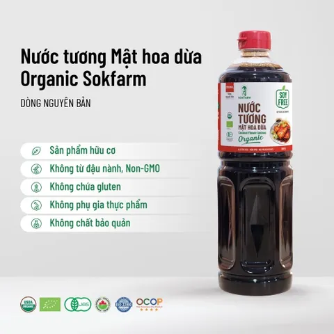 Nước tương mật hoa dừa Sokfarm nắp đỏ 1 lít - An Nhiên Gia Tổng Đại Lý Sokfarm