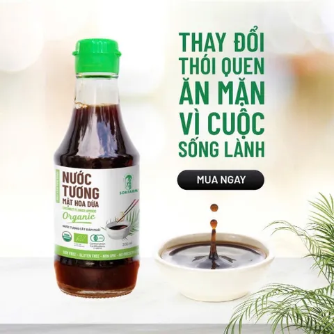 Combo 2 nước tương mật hoa dừa hữu cơ Sokfarm (xanh 200ml + đỏ 500ml).