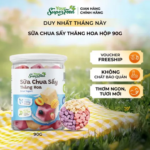 Sữa Chua Sấy Thăng Hoa Ít Đường, Mix 05 Vị, Hũ 90g - Your Superfood