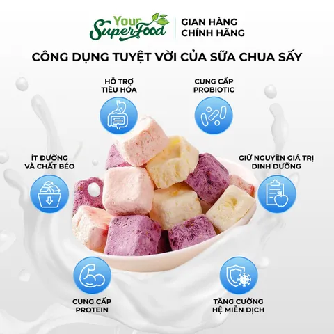 Sữa Chua Sấy Thăng Hoa Ít Đường, Mix 05 Vị, Hũ 90g - Your Superfood