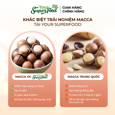 Macca Úc Thượng Hạng, Nứt vỏ, Túi 500g - Your Superfood