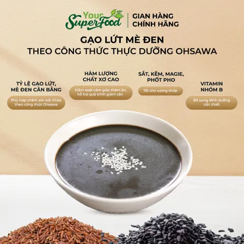 Gạo Lứt Mè Đen Quê Tôi, Có đường và Không đường, Túi 440g - Your Superfood