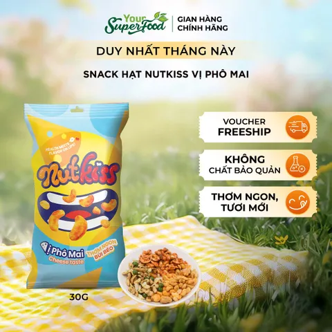 Snack Nutkiss Your Superfood – Combo Vị Chanh Dừa, Tokbokki, Phô Mai 30g, Bánh Ăn Vặt Cho Bé