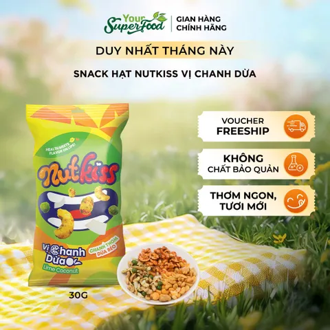Snack Nutkiss Your Superfood – Combo Vị Chanh Dừa, Tokbokki, Phô Mai 30g, Bánh Ăn Vặt Cho Bé