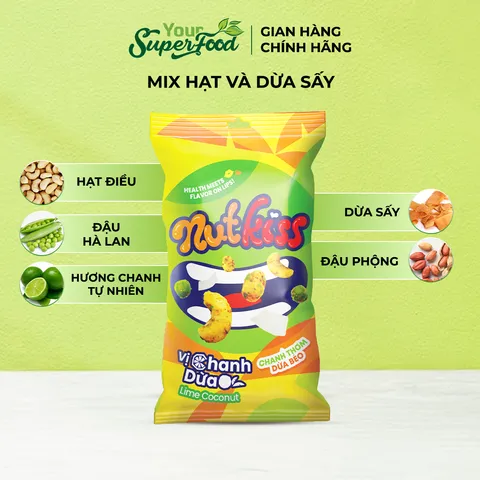 Snack Nutkiss Your Superfood – Combo Vị Chanh Dừa, Tokbokki, Phô Mai 30g, Bánh Ăn Vặt Cho Bé