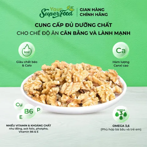 Óc Chó Mỹ Thơm Béo, Nguyên Quả, Túi 500g - Your Superfood