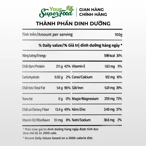 (MỚI) Hạt Dinh Dưỡng Healthy Mix Your Superfood Mix Nuts 7 Loại Hạt, Macca, Hạnh Nhân, Óc Chó Vàng, Óc Chó Đỏ, Điều, Bí Xanh, Dẻ Cười