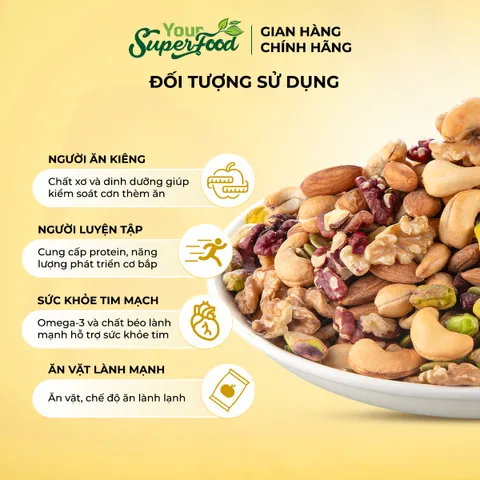 (MỚI) Hạt Dinh Dưỡng Healthy Mix Your Superfood Mix Nuts 7 Loại Hạt, Macca, Hạnh Nhân, Óc Chó Vàng, Óc Chó Đỏ, Điều, Bí Xanh, Dẻ Cười