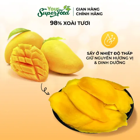 Xoài Sấy Dẻo Ít Đường 2% Đường Thơm Ngon Từ Your Superfood